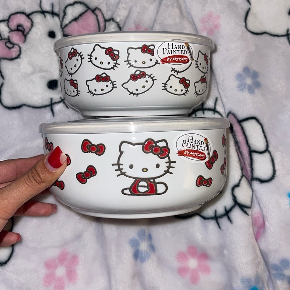 Hello kitty hand painted Tupperware
